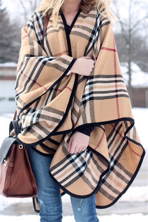 fake burberry blanket poncho|Burberry inspired poncho.